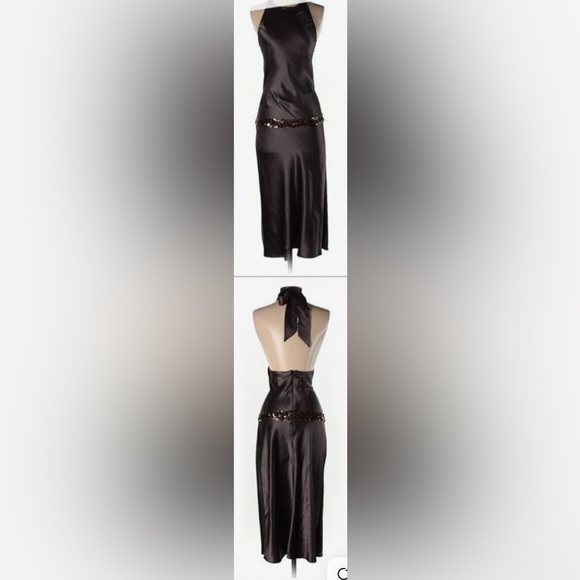 Elegant Navy Blue Vera Wang Halter Dress - Picture 7 of 7